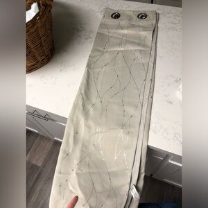 Elegant Beige Blackout Curtain Set of 2 with Silver Accents